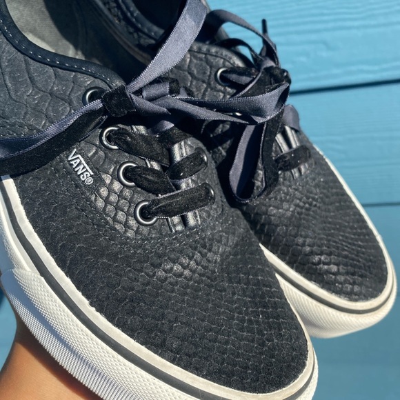 white snakeskin platform vans